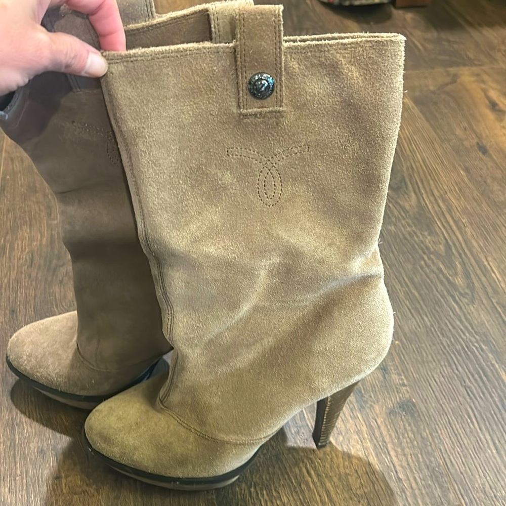 Calvin Klein tan heeled boots 7.5